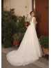 Beaded Ivory Lace Tulle Corset Back Sweet Wedding Dress